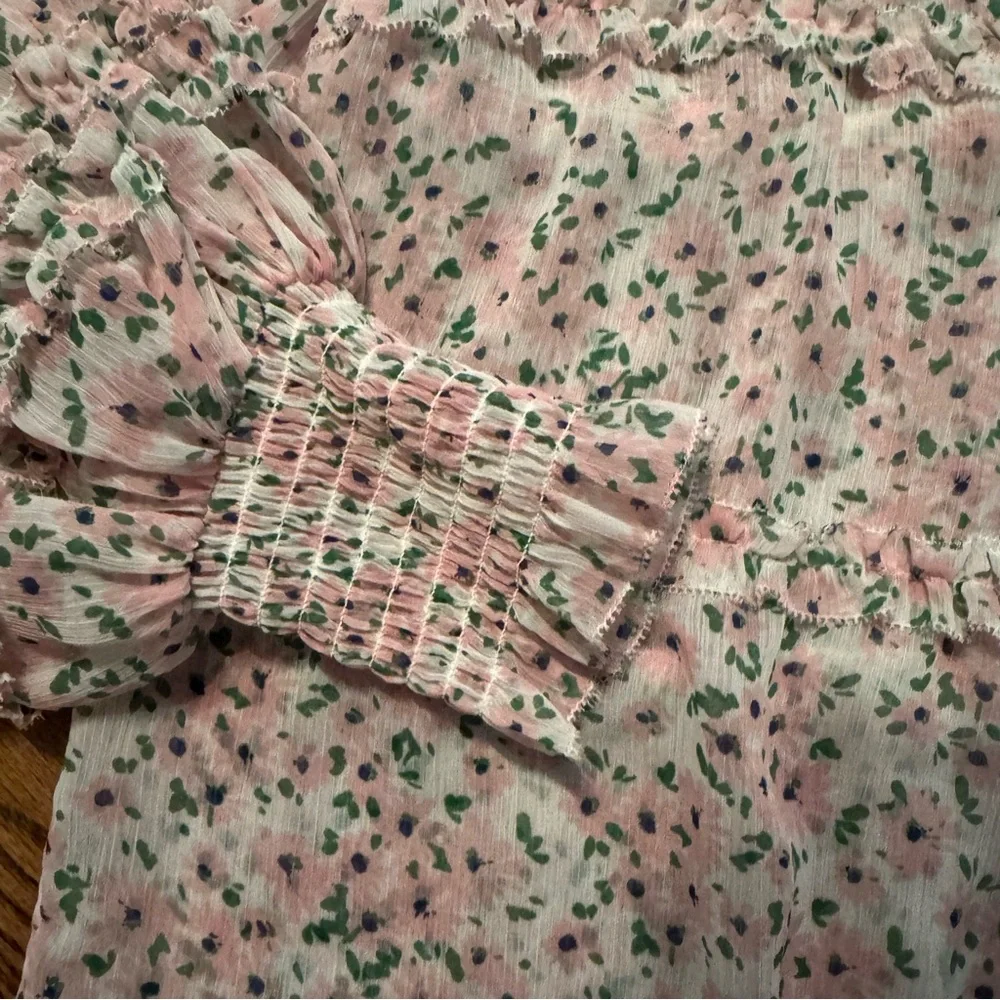 Alice + Olivia Pink and Green Floral Blouse, NWT, Size XS, High Fashion - Picture 8 of 9